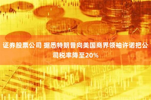 证券股票公司 据悉特朗普向美国商界领袖许诺把公司税率降至20%