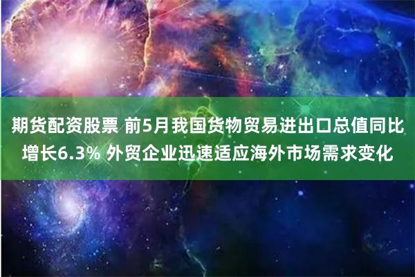 期货配资股票 前5月我国货物贸易进出口总值同比增长6.3% 外贸企业迅速适应海外市场需求变化